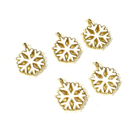 Gold Plated Enameled Snowflake Shaking Attachment