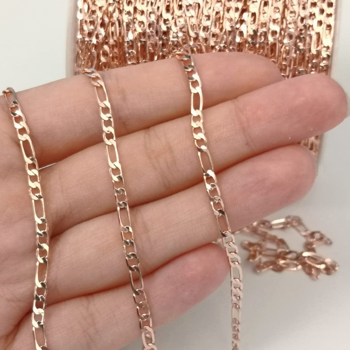 Rose Gold Plated 3x7mm Figaro Chain
