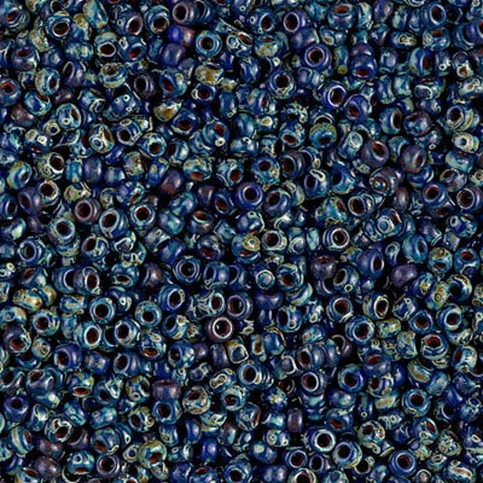 Miyuki Beads, MiyukiRoundBeads 8/0-4518 Picasso Opaque Cobalt