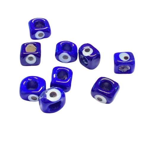 Cube Evil Eye Beads 10mm - Cobalt