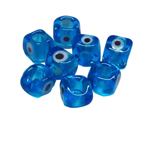 Cube Evil Eye Beads 10mm - Transparent Blue