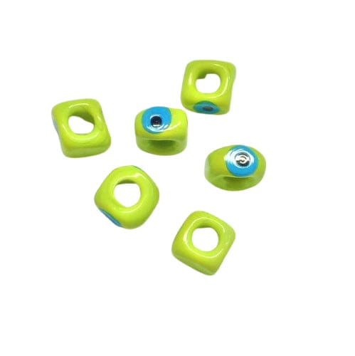 Cube Evil Eye Beads 10mm - Pistachio Green