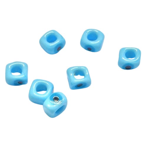 Cube Evil Eye Beads 10mm - Light Blue