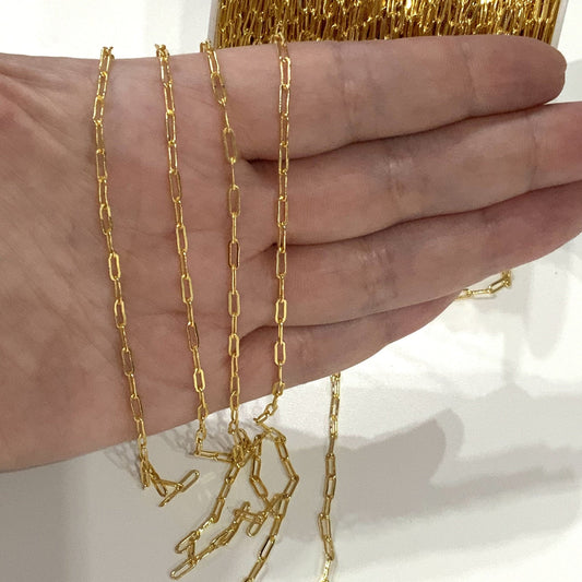 Gold Plated 2x6mm Paper Clip Chain