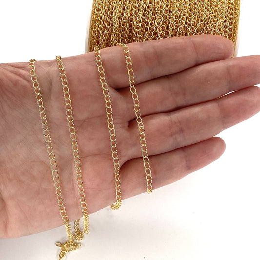 Gold Plated Small Extension Chain 3x4 mm