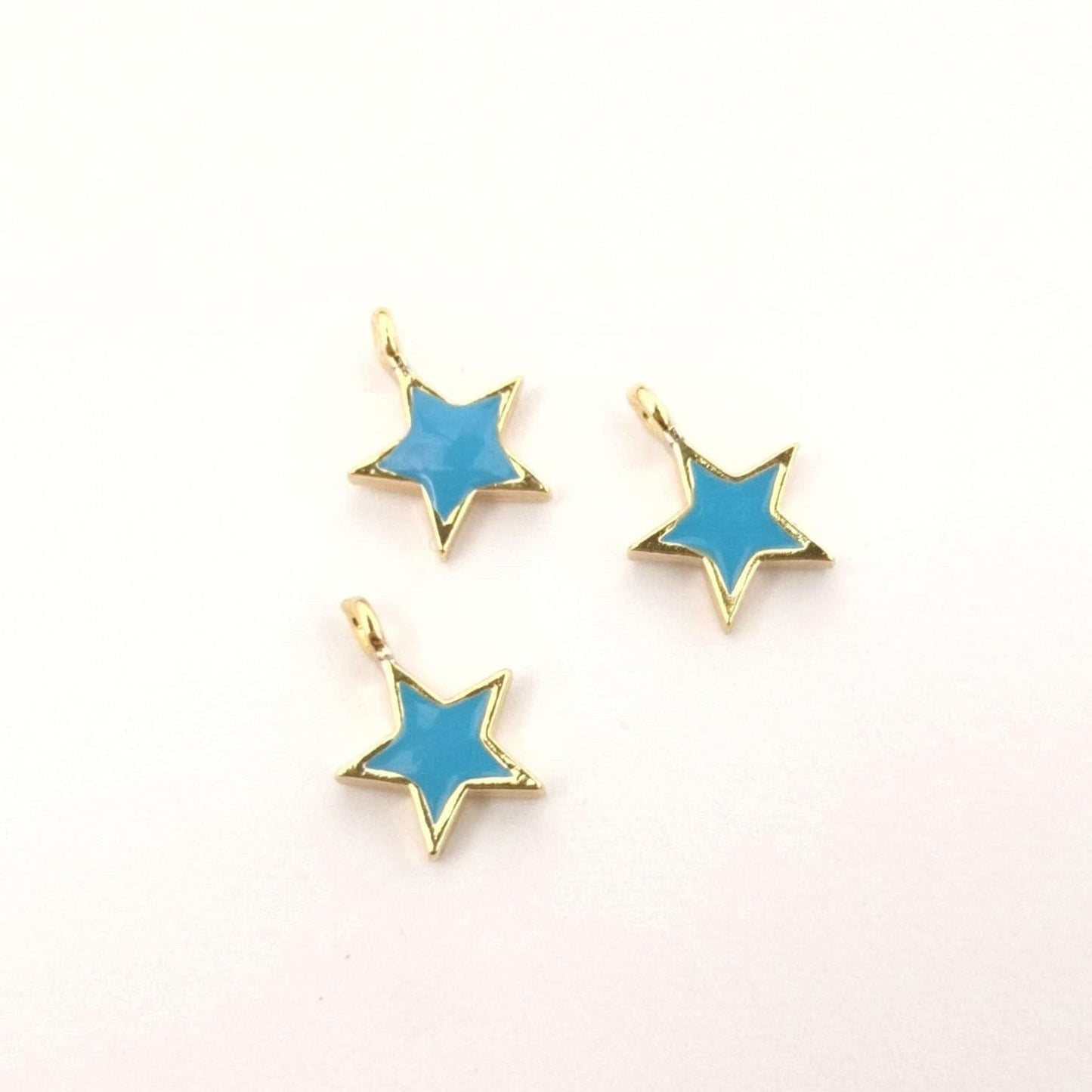 Gold Plated Enameled Star Shaking Attachment - Turquoise