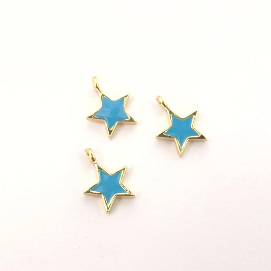 Gold Plated Enameled Star Shaking Attachment - Turquoise