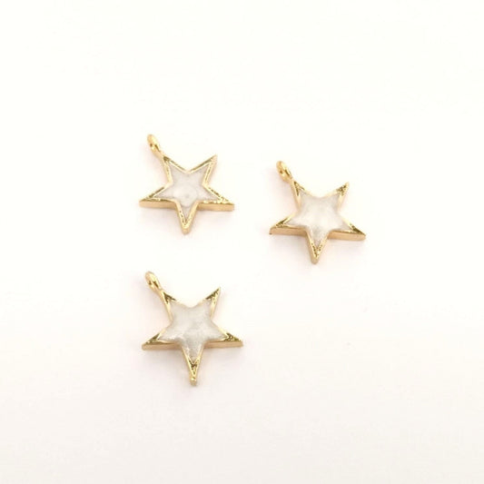 Gold Plated Enameled Star Shaking Attachment - Pearlescent