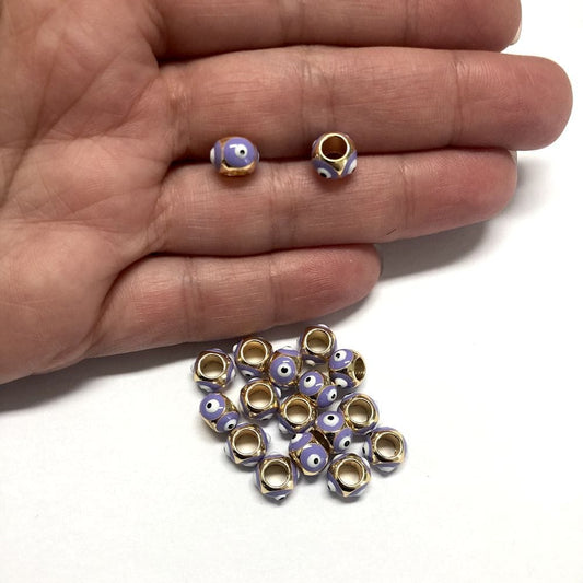 Vergoldeter Emaille 6x8mm Evil Eye Apparat - Flieder