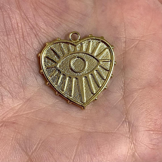 Vergoldeter Herz-Anhänger mit Augen