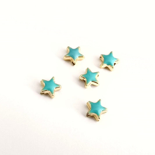Gold Plated Enamel Star Apparatus 8mm (Turquoise)