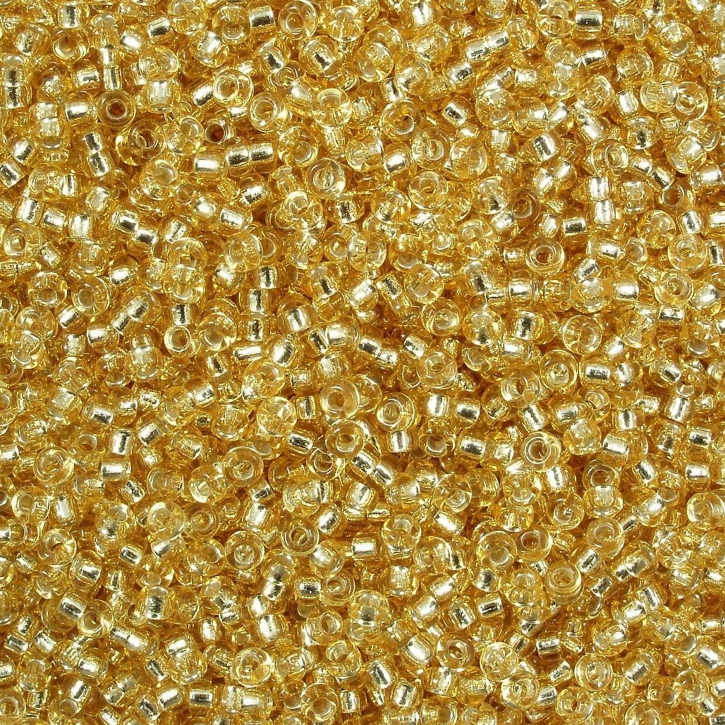 Miyuki-Perlen, MiyukiRoundBeads 11/0-0003 Silber gefüttert Gold