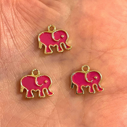 Vergoldete, emaillierte Elefanten-Schaukelhalterung – Pink
