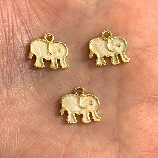 Gold Plated Enameled Elephant Rocking Device - Pearlescent