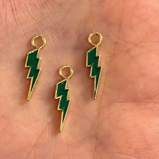 Gold-Plated Enameled Lightning Shackler - Green