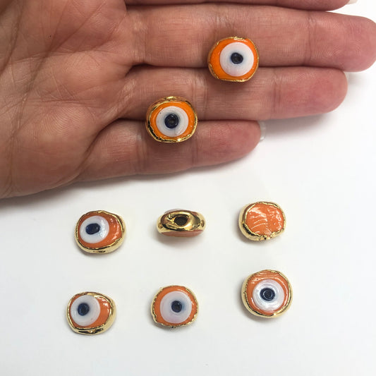 Vergoldete karierte Kalbsaugen-Evil-Eye-Perle - Mitternachtsblau