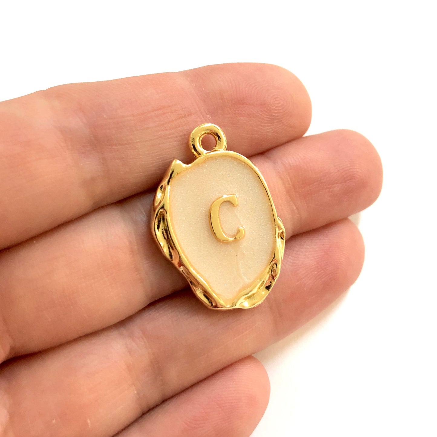 Gold Plated Enamel Mother of Pearl Letter