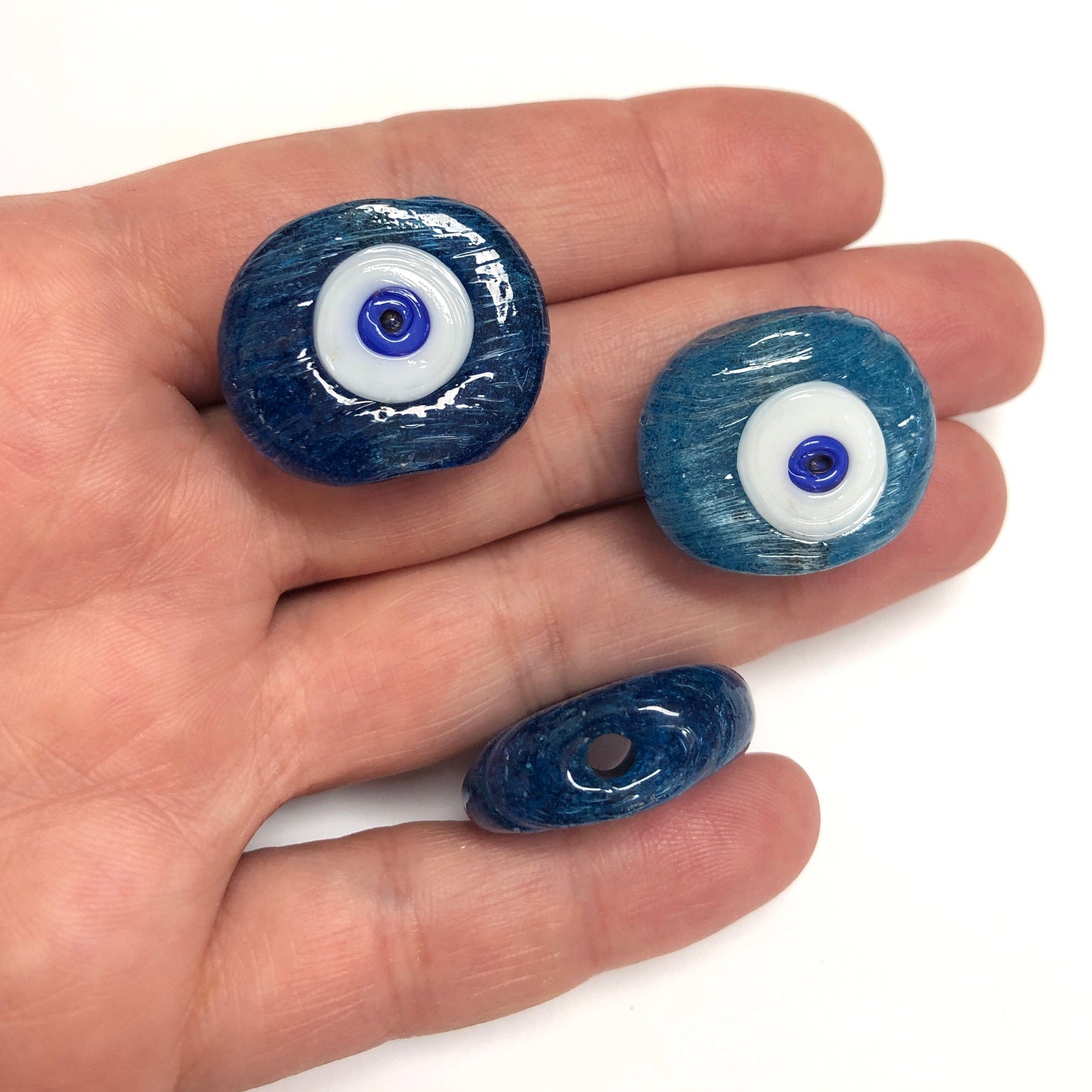 Transparente blaue Kalbsaugen-Evil-Eye-Perle 