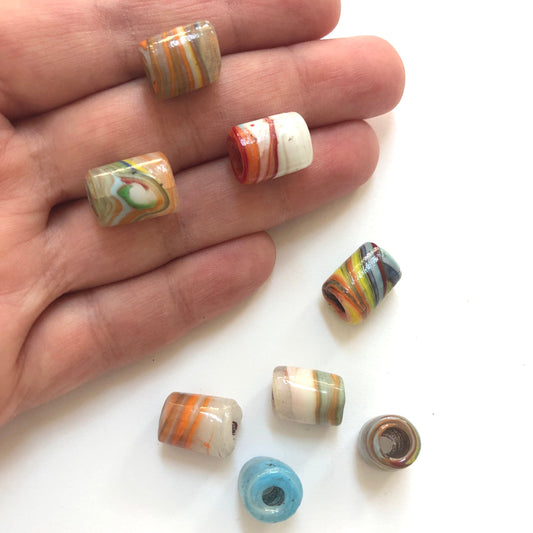 Cylinder Glass Hearth Bead Marbling