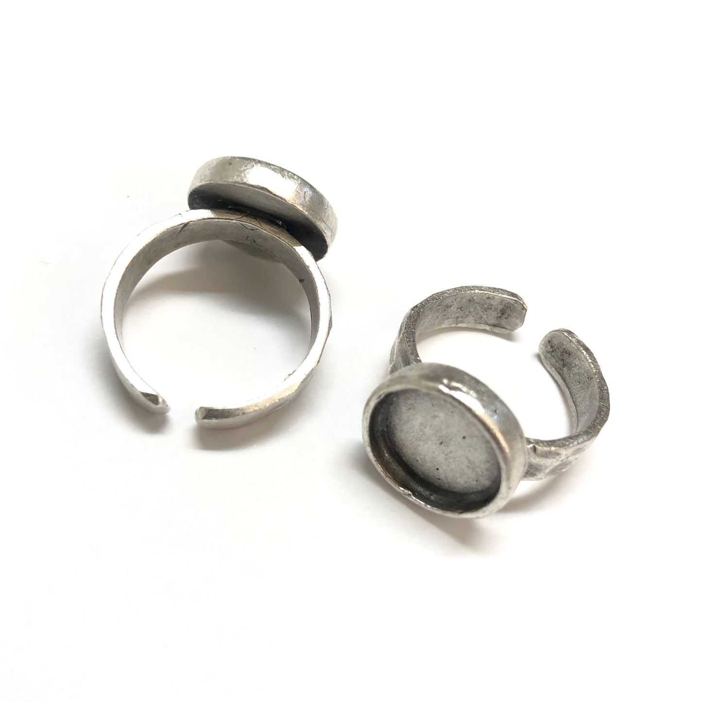 Antique Silver Plated Brass Ring - 15