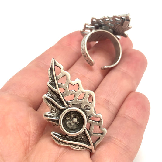 Antik versilberter Messingring - 24