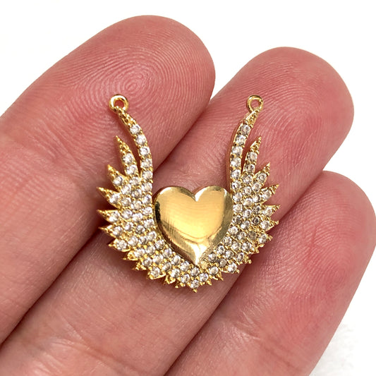 Gold Plated Zircon Stone Heart Koye Tip