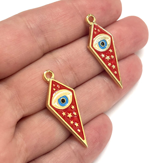 Altın Kaplama Mineli Yıldızlı Göz - Kırmızı