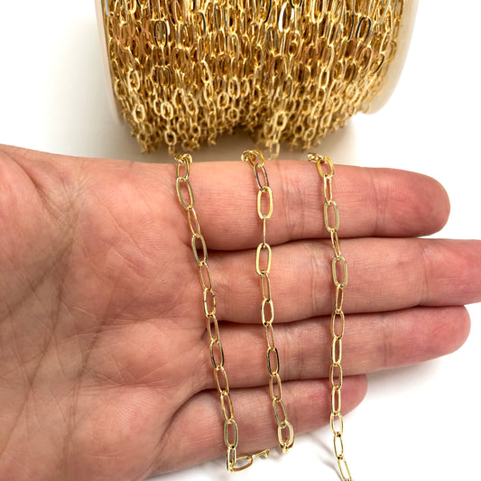 Gold Plated 3x8mm Paper Clip Chain