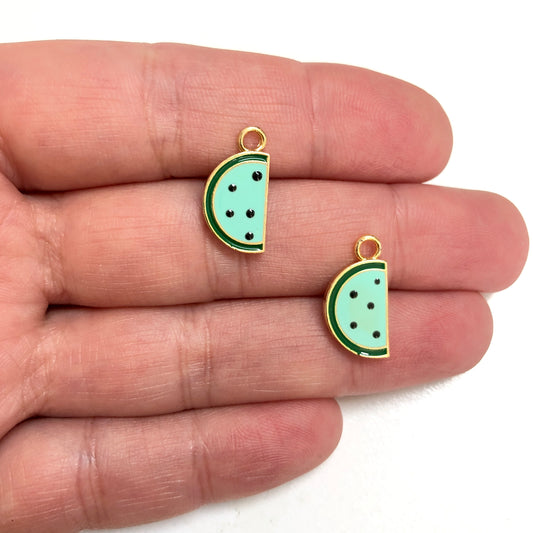 Vergoldeter, emaillierter Wassermelonen-Schüttelaufsatz – Neongelb