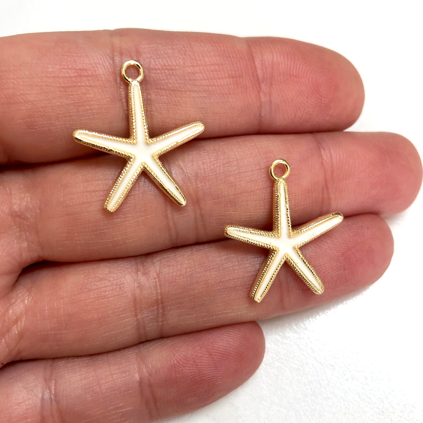 Gold Plated Enamel Sea Star - Pearlescent