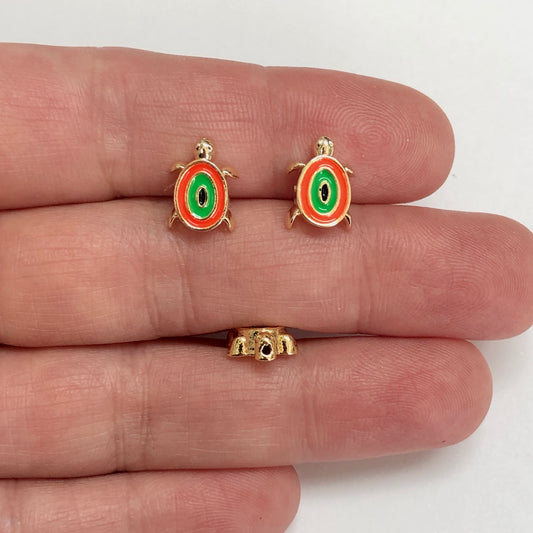 Einseitige Schildkröte mit vergoldeter Emaille - Blau