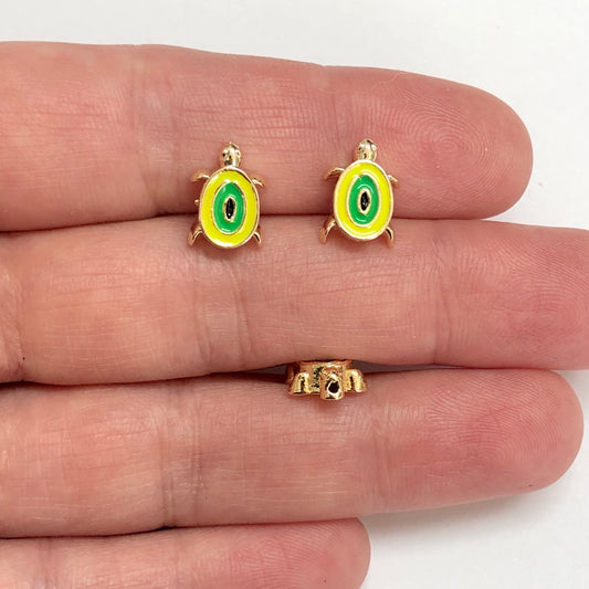 Einseitige Schildkröte mit vergoldeter Emaille - Blau