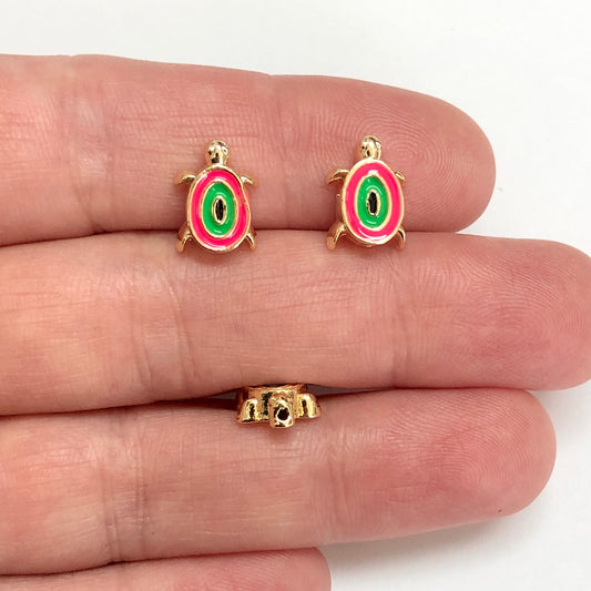 Einseitige Schildkröte mit vergoldeter Emaille - Blau