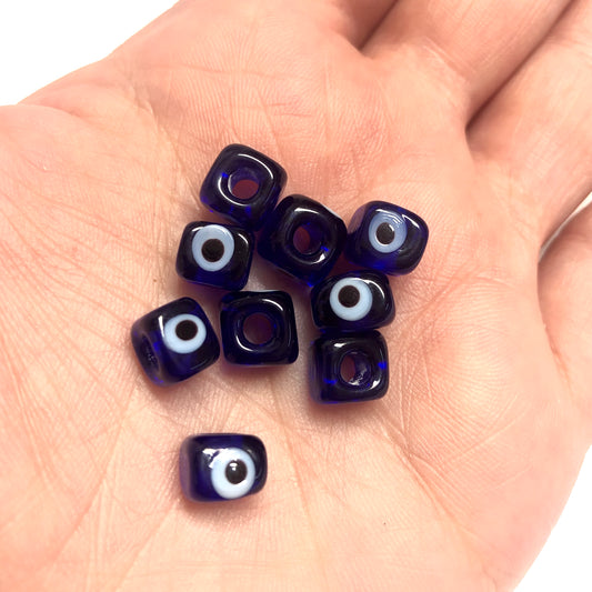Würfel Evil Eye Beads 10mm - Hellblau