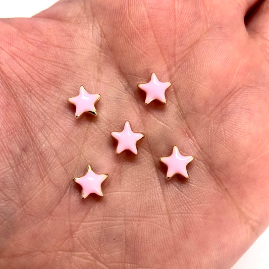 Gold Plated Enamel Star Apparatus 8mm (Neon Pink)
