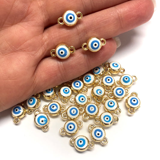 Handmade Washer Evil Eye Beads 13x5 Transparent Blue