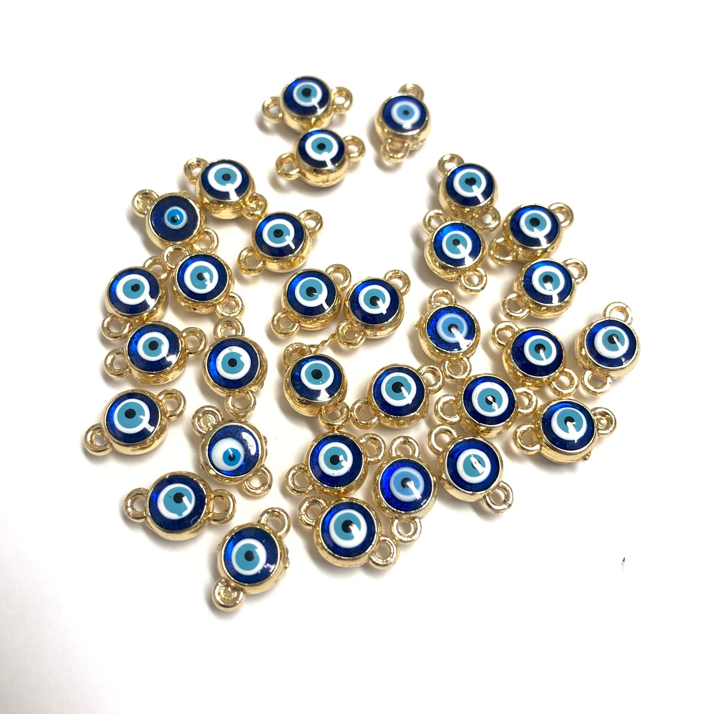 Handgemachte Unterlegscheibe Evil Eye Beads 13x5 Transparent Blau