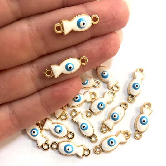 Handgemachte Unterlegscheibe Evil Eye Beads 13x5 Transparent Blau