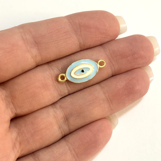 Handgemachte Unterlegscheibe Evil Eye Beads 13x5 Transparent Blau