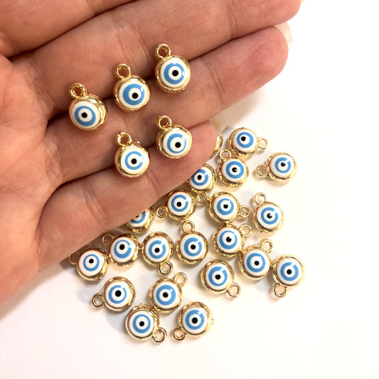 Handmade Washer Evil Eye Beads 13x5 Transparent Blue