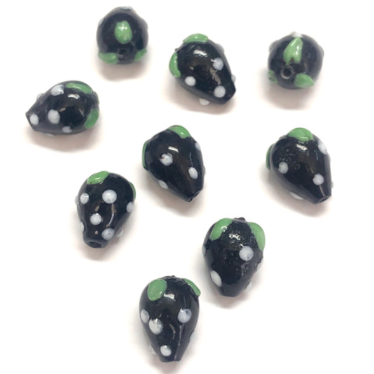 Murano Cam Çilek- Siyah