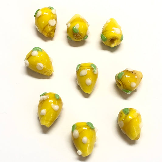 Blackberry Glass Beads - Yellow