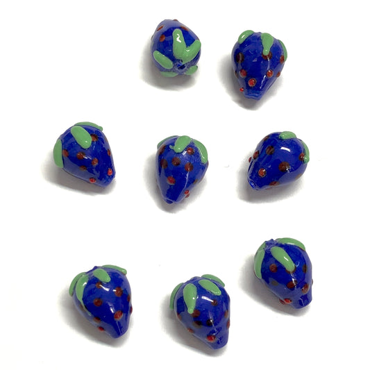 Strawberry Glass Beads - Navy Blue