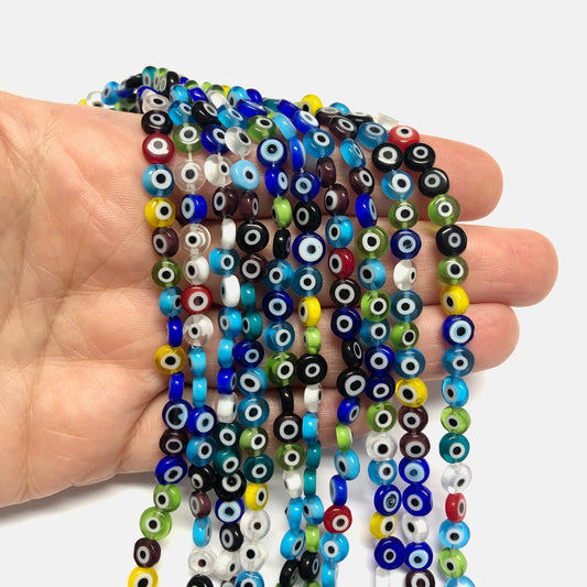 Evil Eye Beads Flat 6 mm -Mixed Color
