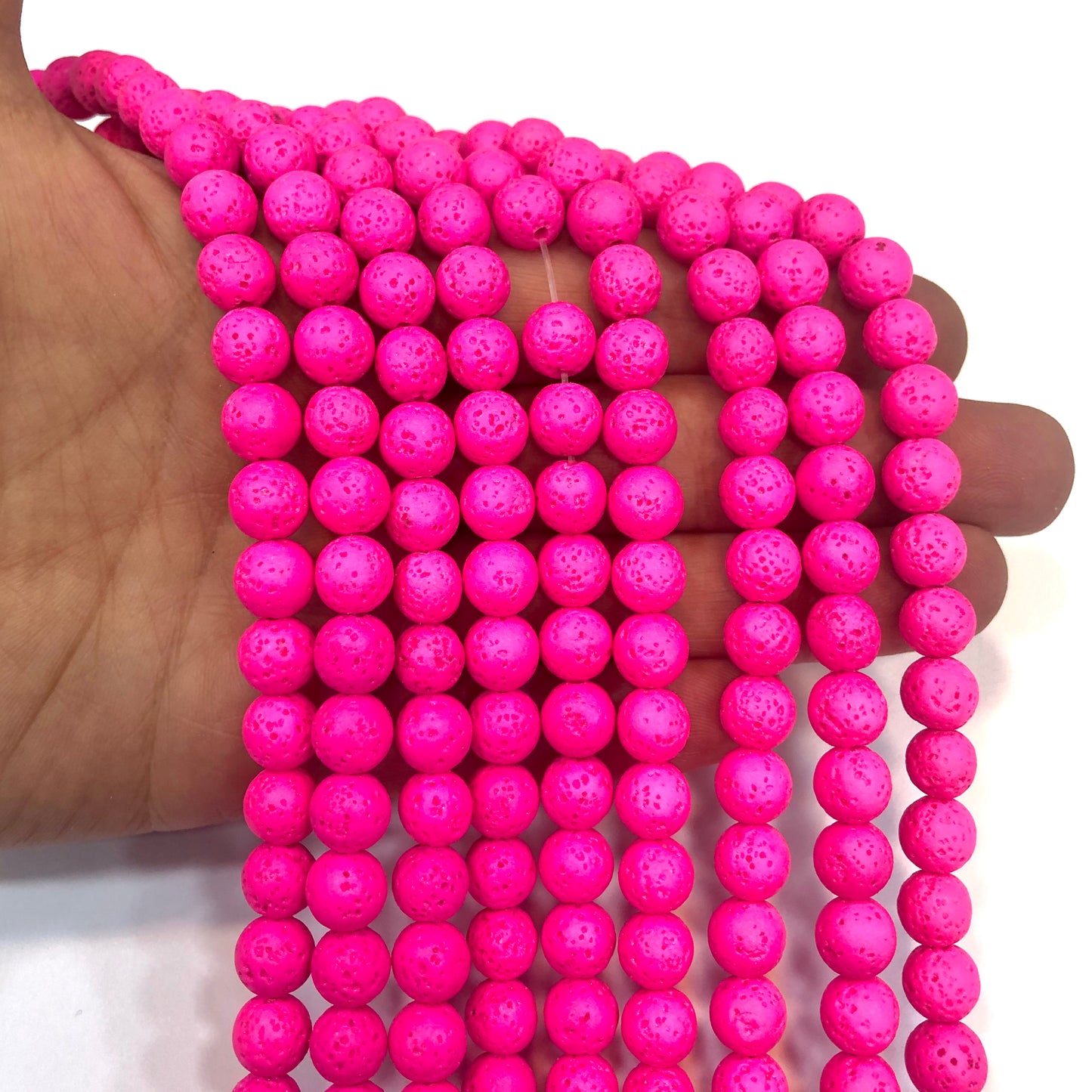 8mm Lava Taşı - Neon Pembe