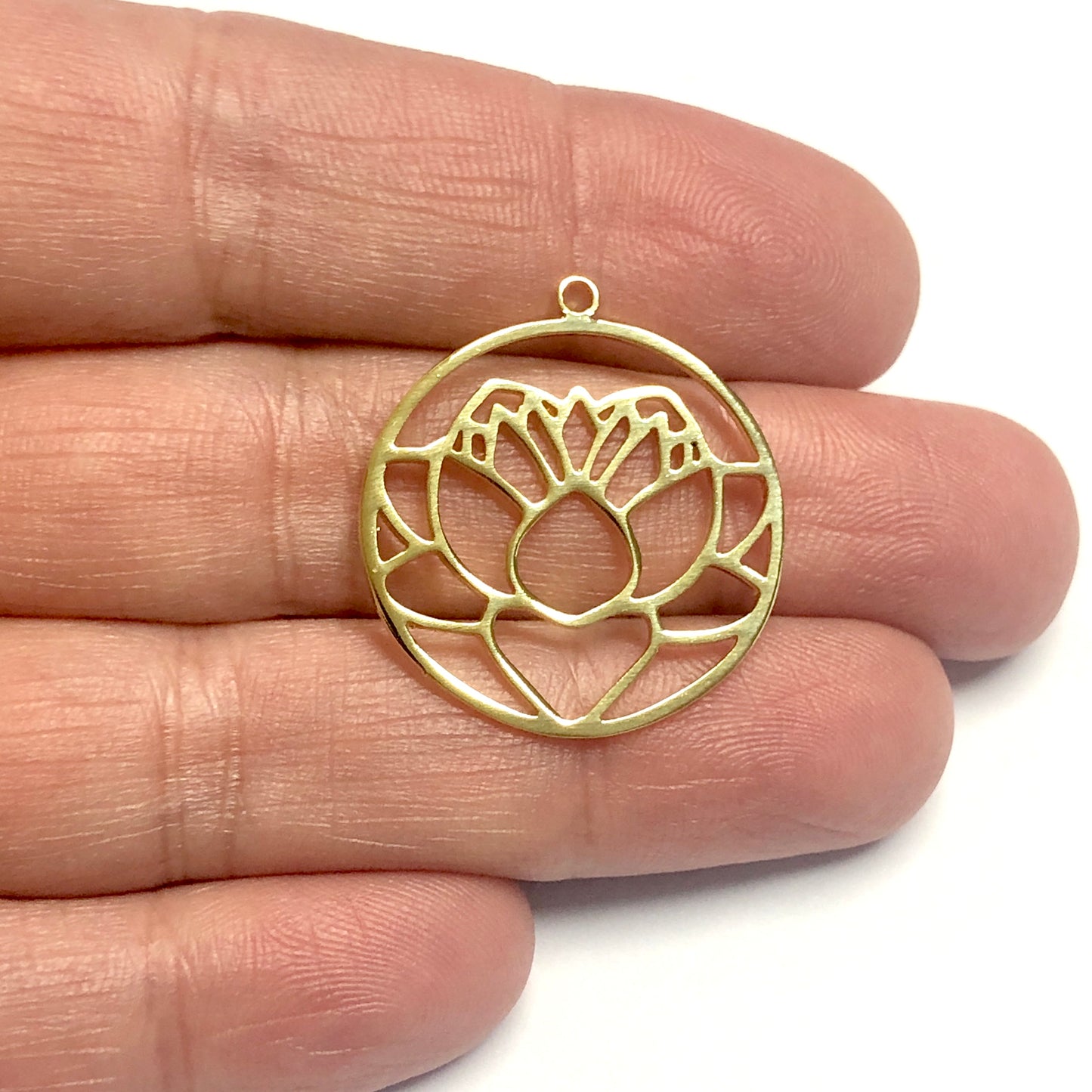 Altın Kaplama Lazer Kesim Lotus Çiçeği Kolye Ucu