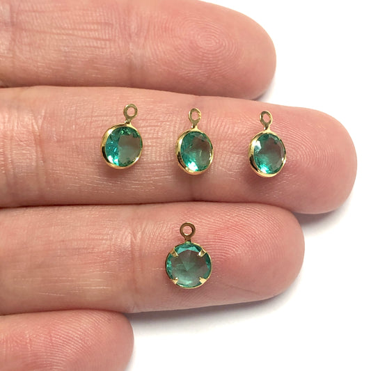 Gold Plated Zircon Stone Round Hanging - Light Green