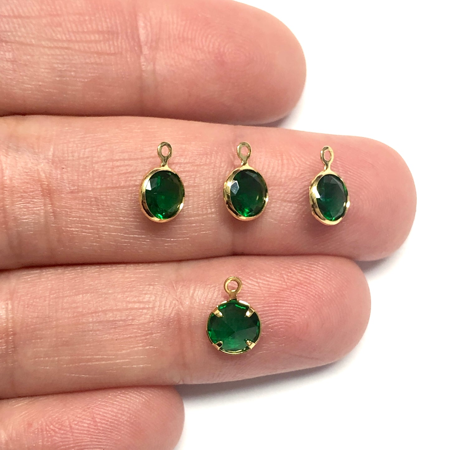 Gold Plated Zircon Stone Round Hanging - Green