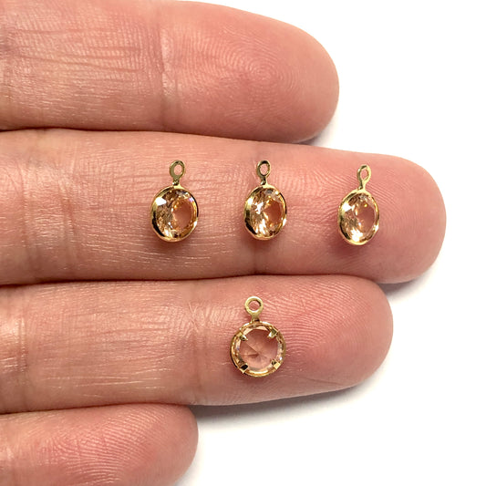 Gold Plated Zircon Stone Round Hanging - Honey Color