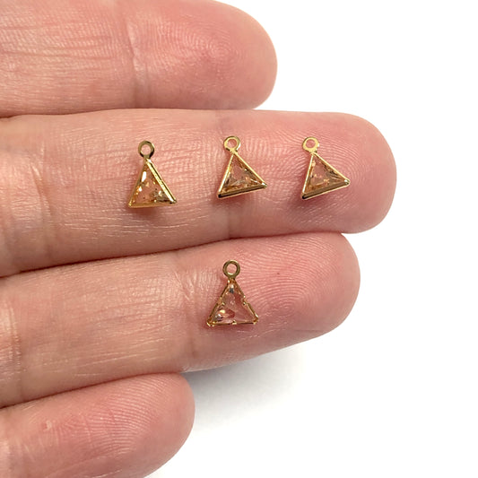 Gold Plated Zircon Stone Triangle Hanging - Honey Color